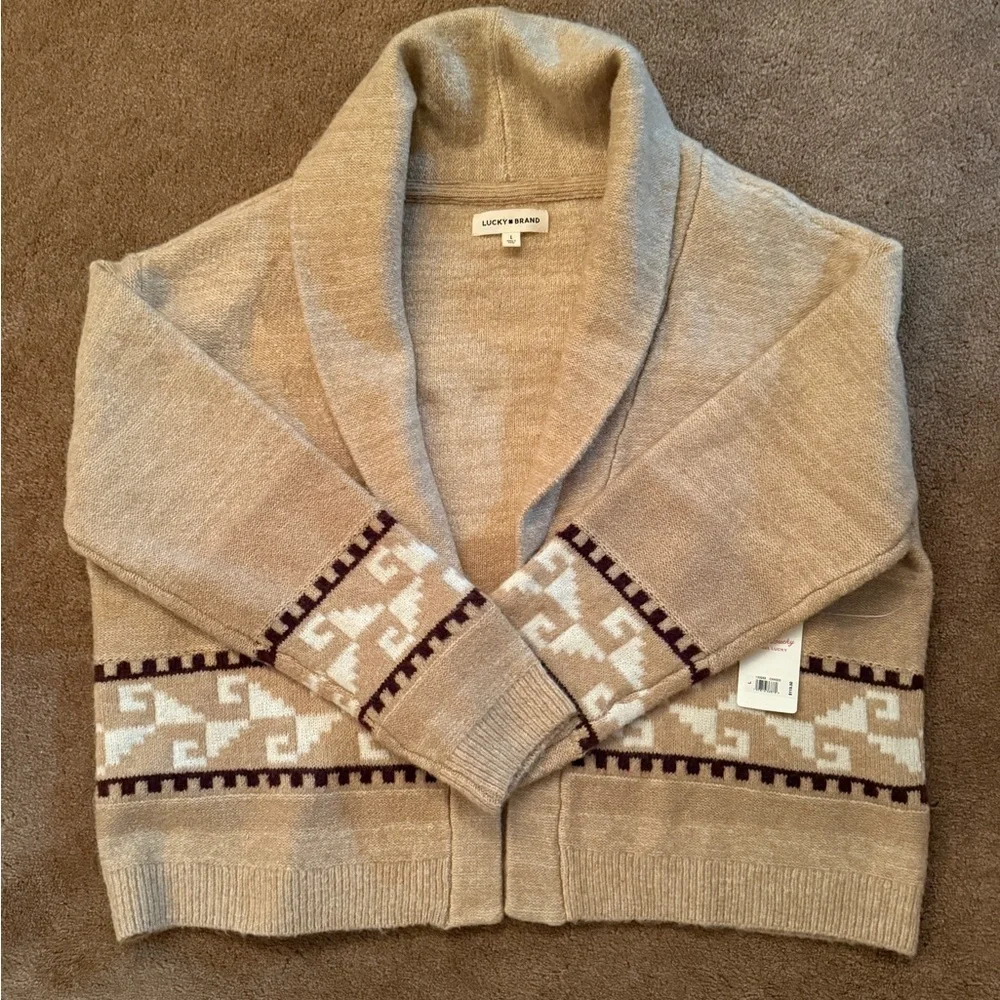 Lucky Brand Sweater Cardigan size L NWT - Picture 2 of 6